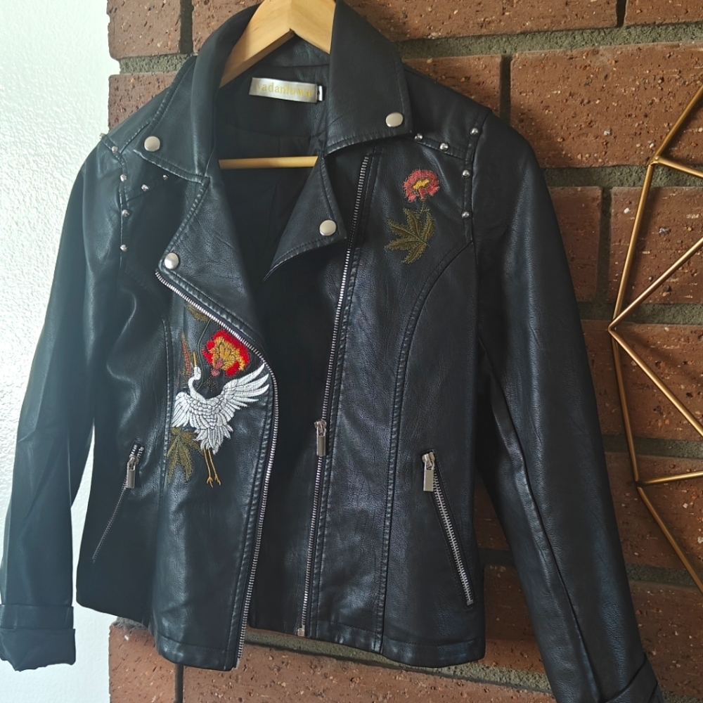 Floral & Animal print Leather Jacket